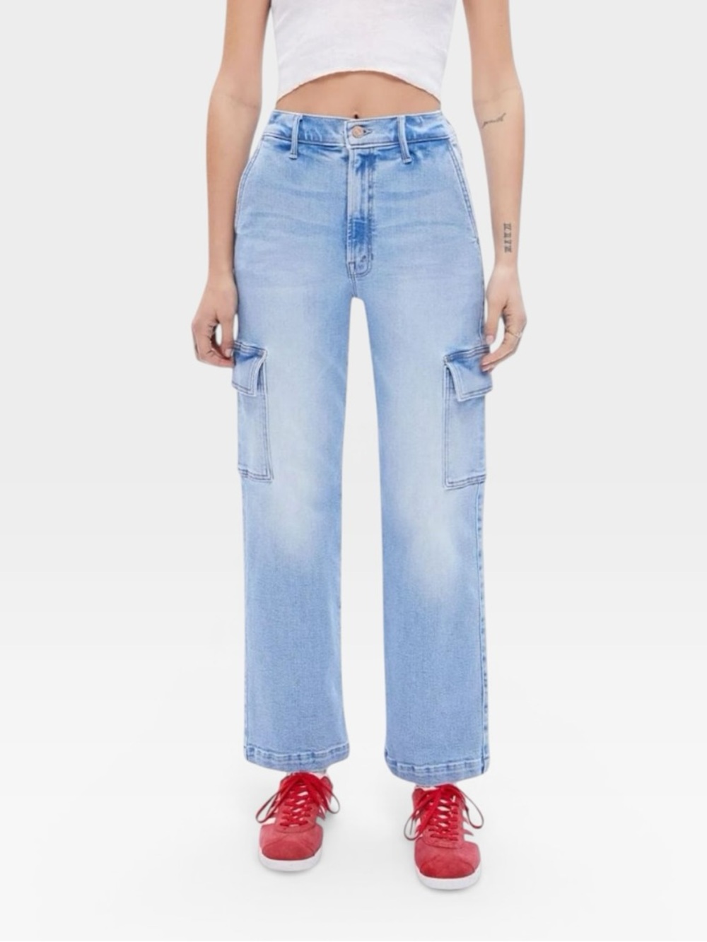 Mother Straight Up Rambler Cargo Ankle in Bad Romance